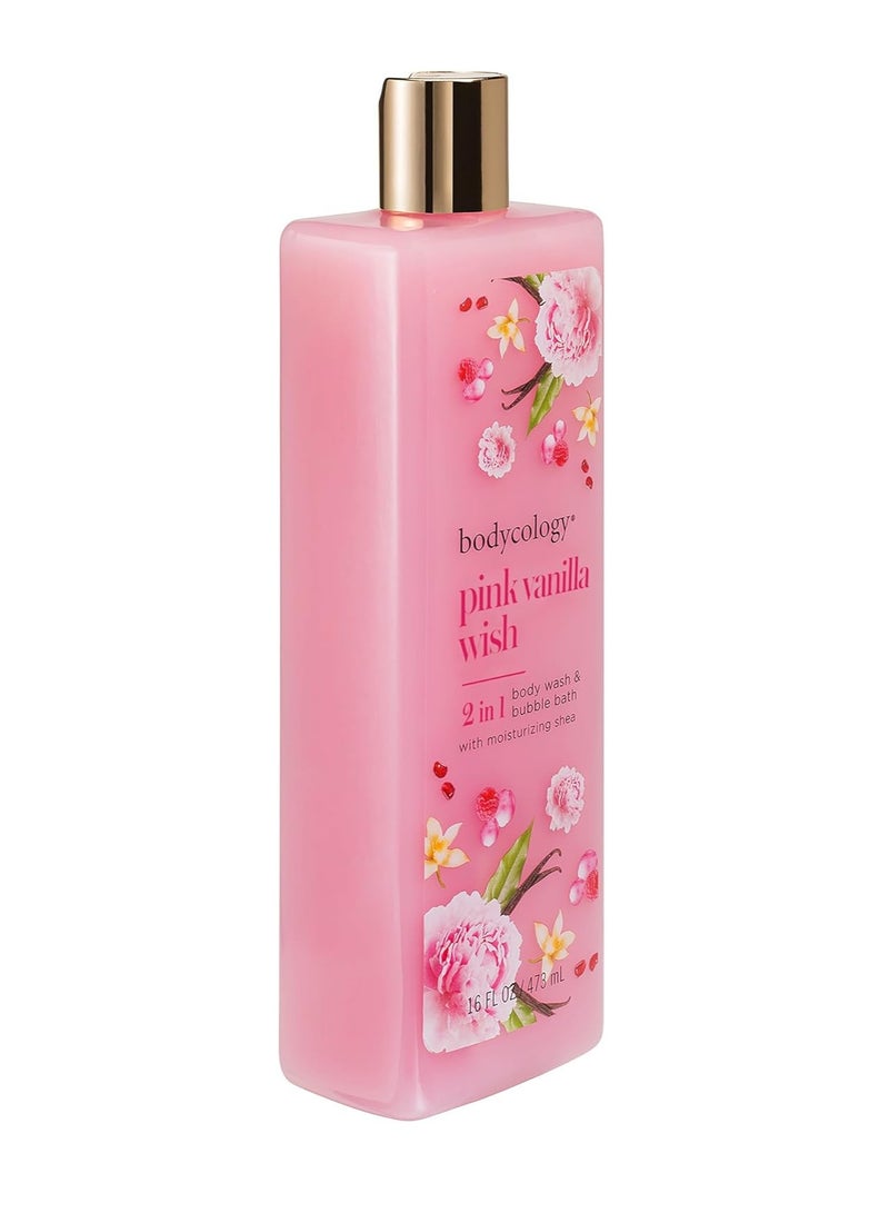 باديكولوجي غسول الجسم وحمام الفقاعات 2 في 1 من بودي كولوجي برائحة الفانيليا الوردية - 473 مل - Image 2