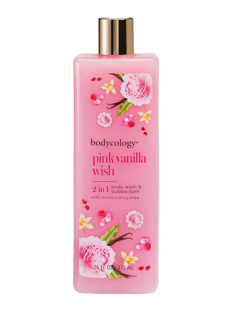 باديكولوجي غسول الجسم وحمام الفقاعات 2 في 1 من بودي كولوجي برائحة الفانيليا الوردية - 473 مل - Image 1