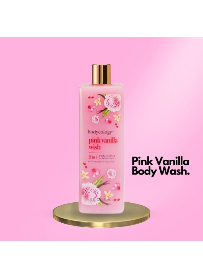 باديكولوجي غسول الجسم وحمام الفقاعات 2 في 1 من بودي كولوجي برائحة الفانيليا الوردية - 473 مل - Image 3