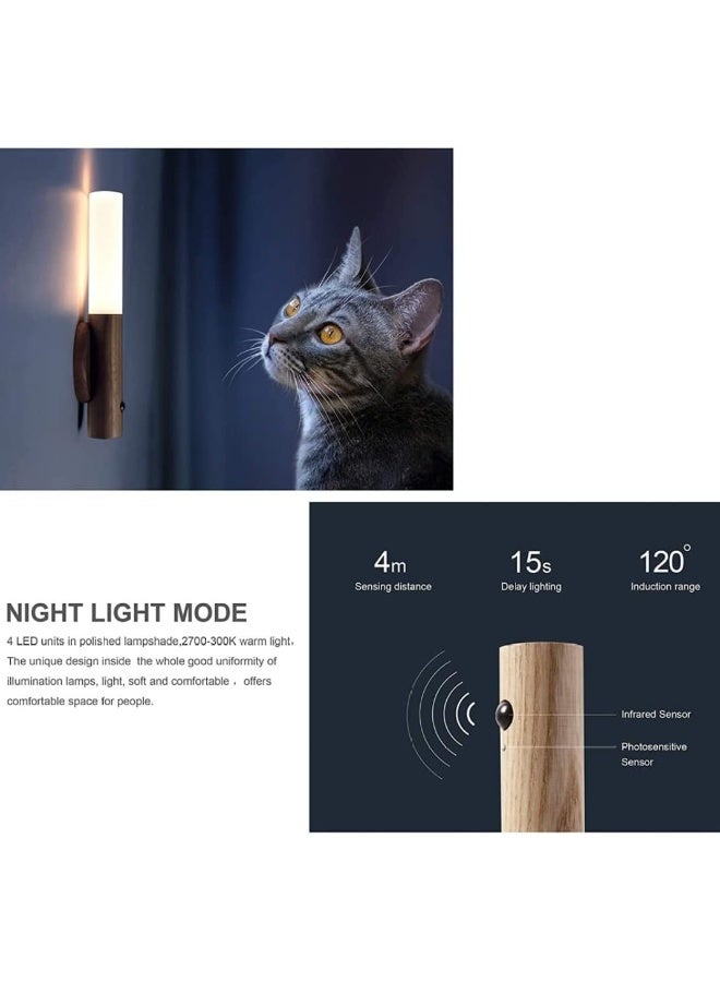 Motion Sensor Night Light Smart LED Light Wood Glass Hand-held Portable Light Stick Anywhere for Bedroom Hallway Stairway Children Room and More - Sensing Distance 4M. - Image 4