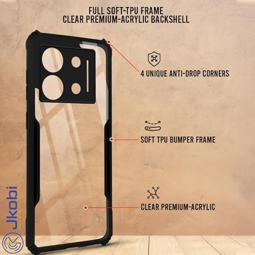 Jkobi Back Case Cover for Infinix Zero 30 5G (Shockproof with Polycarbonate Clear Panel | Professional Black) - Image 2