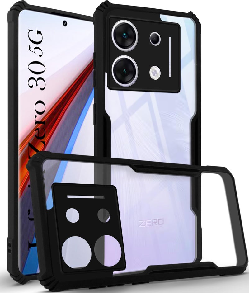 Jkobi Back Case Cover for Infinix Zero 30 5G (Shockproof with Polycarbonate Clear Panel | Professional Black) - Image 1