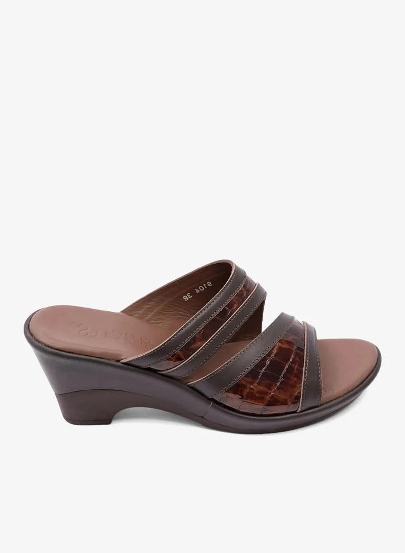 كومفورت بلس صندل نسائي بكعب عالٍ مريح ببطانة إضافية - بني