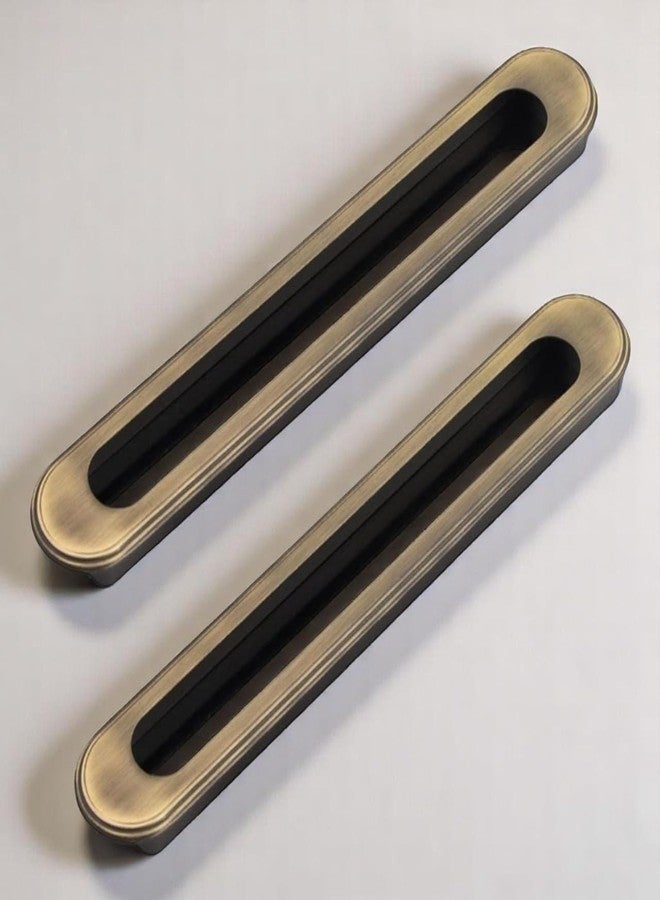 Atom 10.1 Inches Sliding Concealed Handle for Wardrobe & Cabinet | Brass Door Handle for Drawer, Cupboard, Almirah & Kitchen Cabinets (Set of 2, CH-317) | Handles for Wardrobe and Doors - Image 1