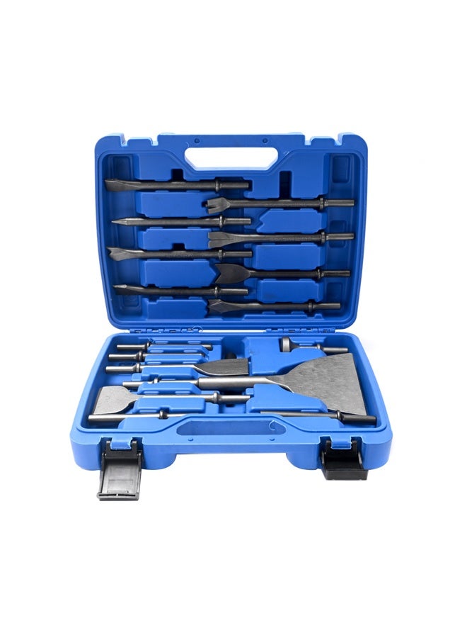 LAWAZIM 16-Piece Air Chisel Bits Set - Pneumatic Air Hammer Bit, Chisel Attachments, and Rivet Punches for Tile, Masonry, Concrete, Stone Demolition, Rust Removal, Drilling, and Automotive Repairs - Image 1