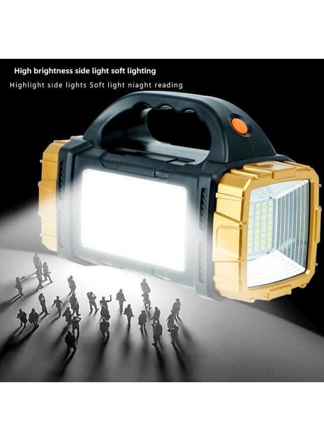 Two-headed Solar Light Portable Lamp Household Emergency External Charging Led Flashlight USB Dual Light Source Camping Searchlight-Color:Gold - Image 3