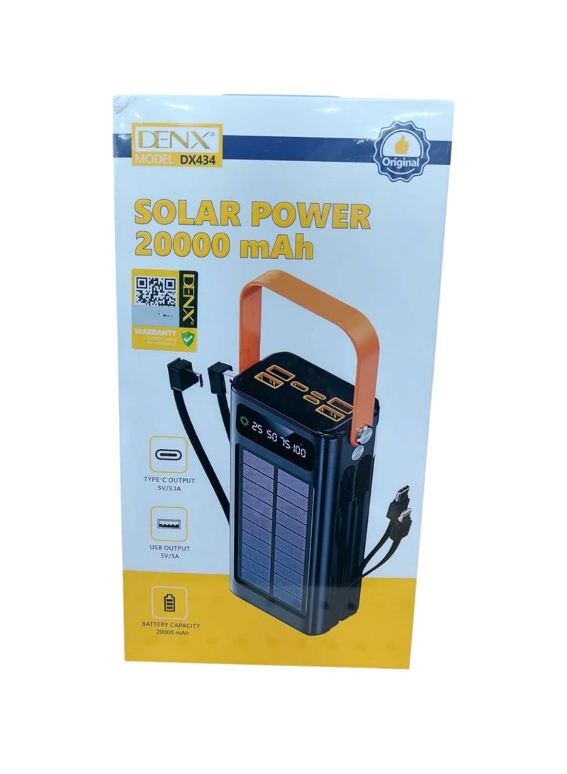 Denx 20000mAh Power Bank with Fast Charging, Solar Charging, and Multiple Ports - Image 3