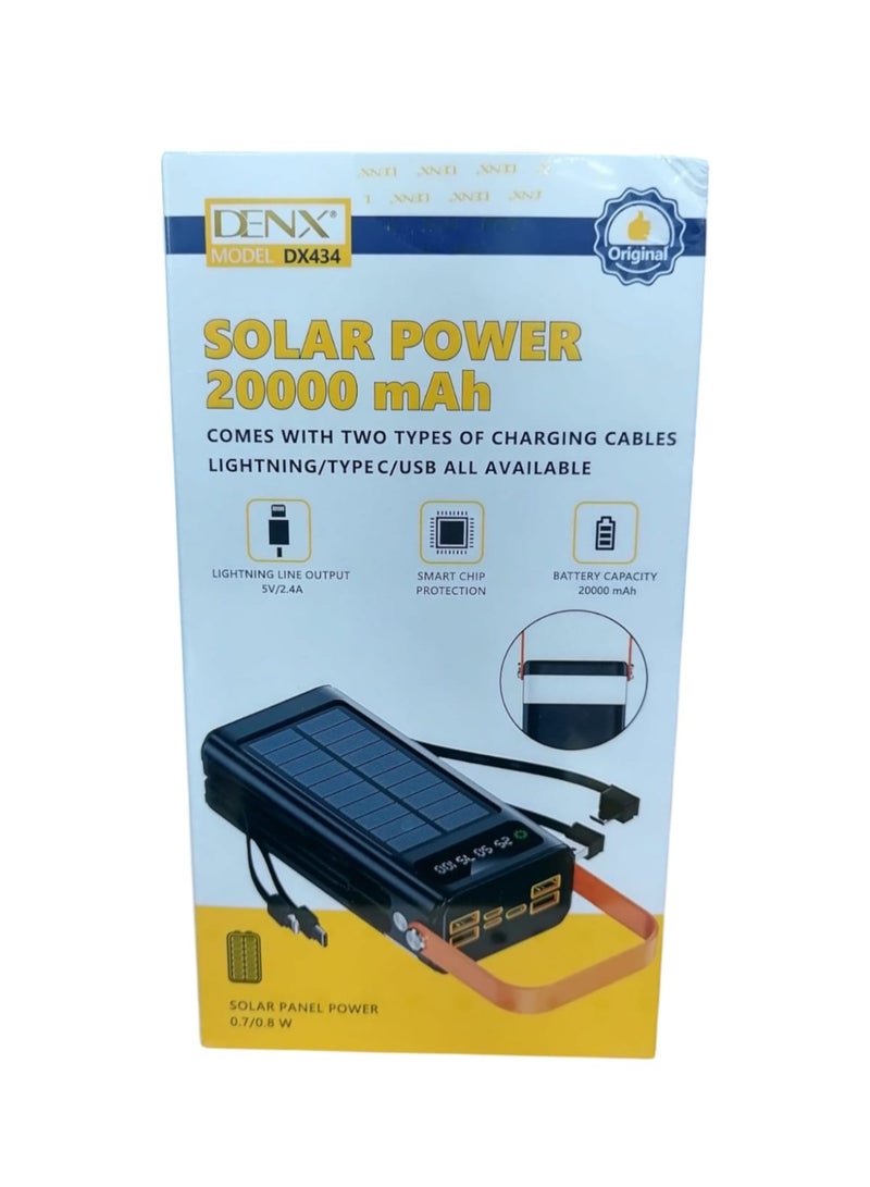 Denx 20000mAh Power Bank with Fast Charging, Solar Charging, and Multiple Ports - Image 4