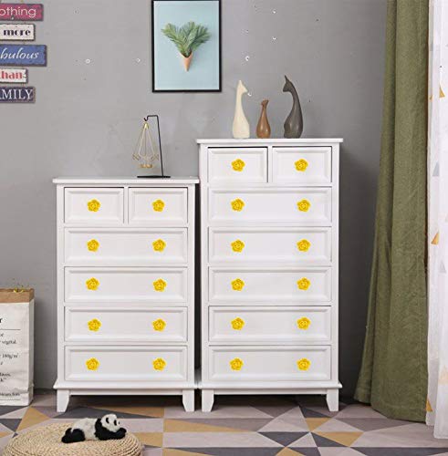DLD Handle Knobs, Elegant Pink Rose Pulls Flower Ceramic Cabinet Knobs Cupboard Drawer Pull Handles + Screw Furniture Handle knob Ornament(8 Pieces) (Yellow) - Image 2