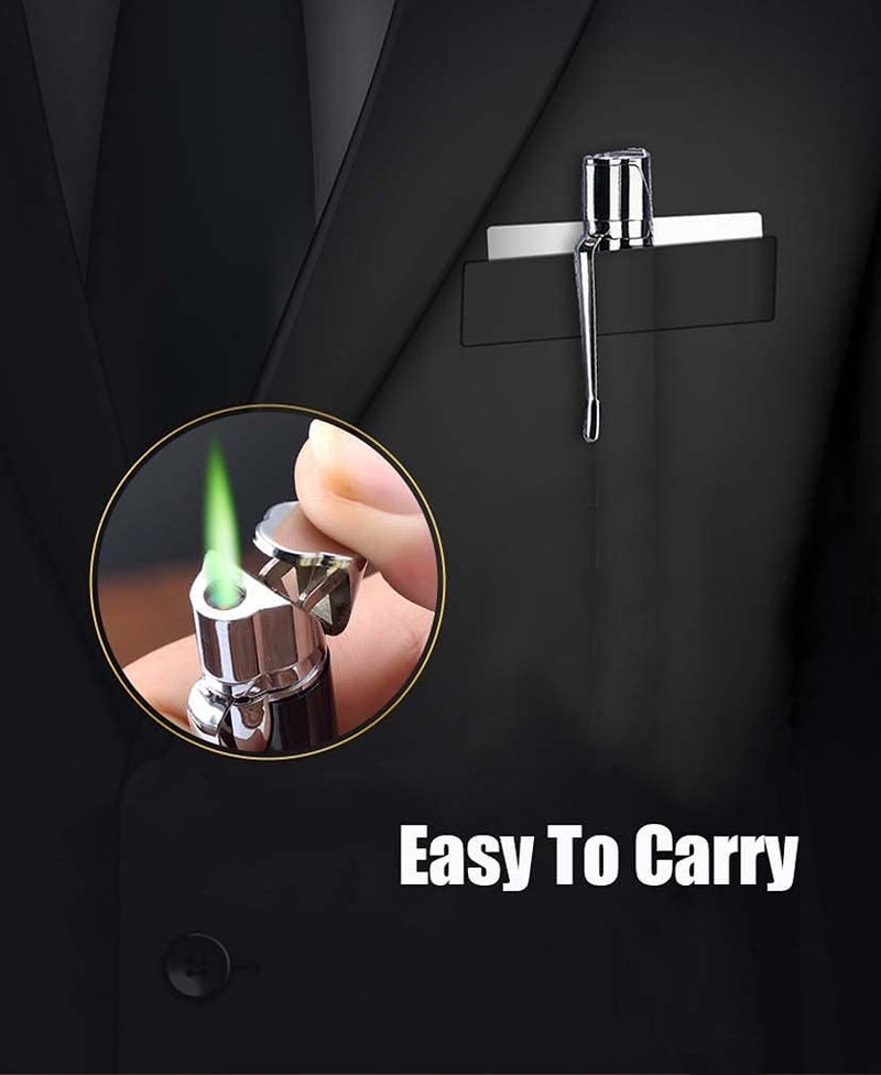 comfrt Pen Shaped Windproof Lighter Green Flame Gas Jet Torch Butane Lighters, Weatherproof Outdoor Lighter, Lighters Butane Lighters Pen Torch Single Jet Adjustable Butane Refillable, Men's Gift (Black) - Image 4