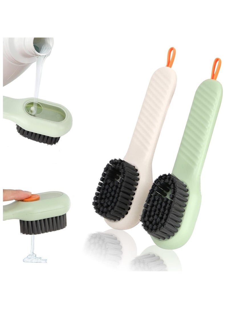 فرشاة تنظيف أحذية متعددة الوظائف مع موزع صابون، فرشاة تنظيف من الفرو الناعم مع صندوق إضافة سائل للحمام والمطبخ وغسل الأحذية قطعتين - Image 1