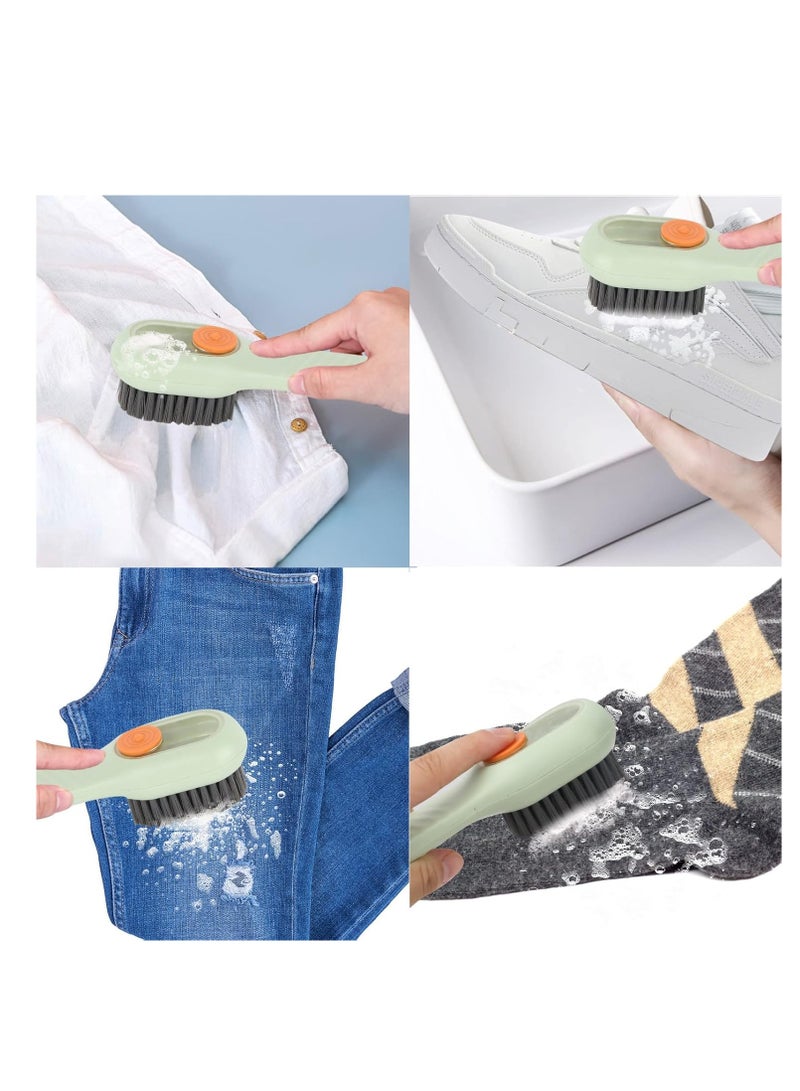 فرشاة تنظيف أحذية متعددة الوظائف مع موزع صابون، فرشاة تنظيف من الفرو الناعم مع صندوق إضافة سائل للحمام والمطبخ وغسل الأحذية قطعتين - Image 2