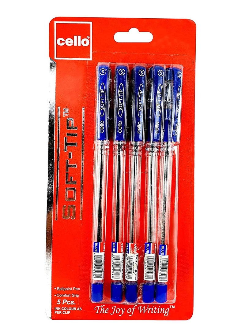 5-Piece Soft Tip Ballpoint Pen Blue Ink - pzsku/ZABD74F9C0368C606A36DZ/45/_/1660392046/b46ce968-78b7-461f-a940-66b915bf4bd3