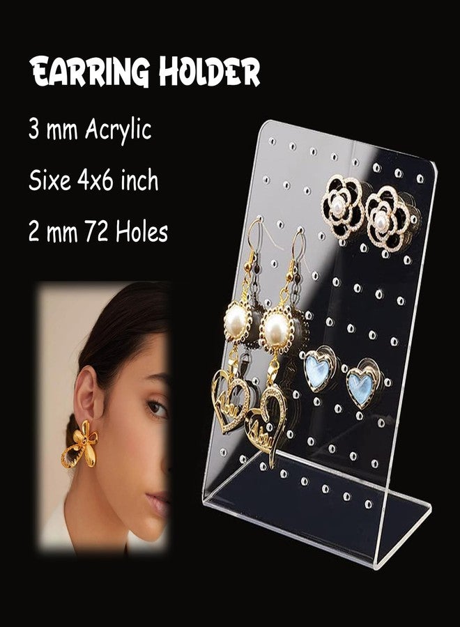 DEEP PRINT MART 72 Holes Earrings Holder Stand Jewellery Display Rack Stand Organizer Holder Showcase Clear Acrylic Earrings Holder Studs || Set of 2 || - Image 2