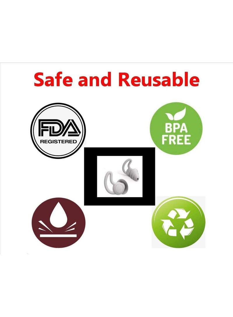 High Fidelity Reusable Silicone Noise Cancelling Earplugs (Grey) - Image 3