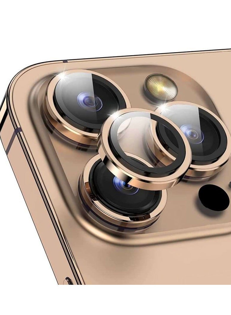 الرائد حماية عدسة الكاميرا لهاتف iPhone 16 Pro Max/16 Pro، واقي شاشة زجاجي مقسى 9H مع حلقة معدنية فردية، شفاف عالي الدقة، مقاوم للتوهج والخدوش، سهل التركيب - مناسب للتيتانيوم الصحراوي - Image 1