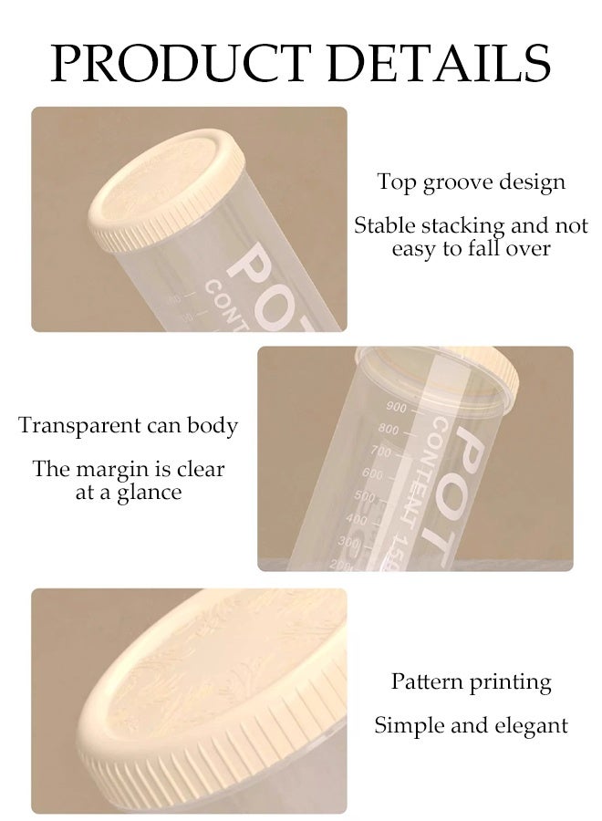 DUNISO 4Pcs  Airtight Food Storage Jar Set Round Clear Plastic Jars with Sealing Lid Leak-proof Stackable Kitchen Pantry Organization Canisters for Cereal， Coffee， Tea， Spice - Image 2