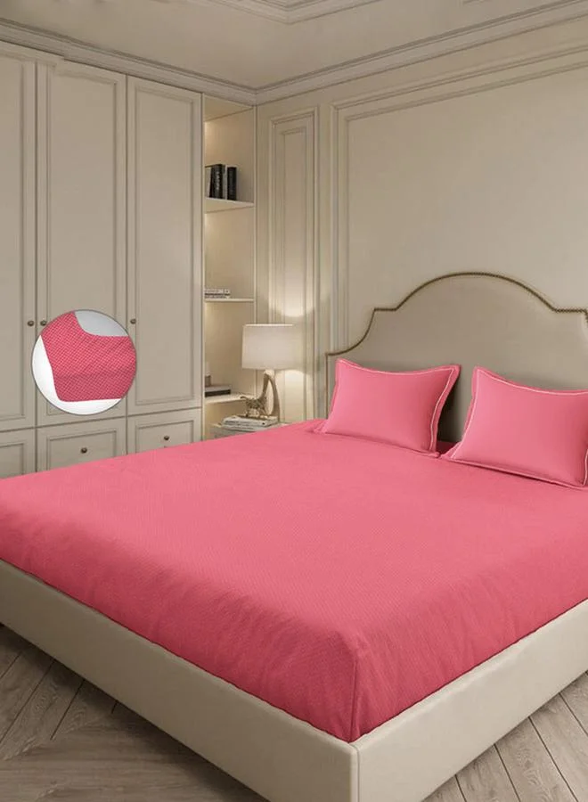 Mulberry Living 100% Cotton 3-Pieces Bedding Set, Micro Checks - Deco Rose