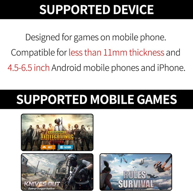 IFYOO 【2 Pair】 Z108 Mobile Gaming Controller Compatible with PUBG Mobile/Fortnitee Mobile/Call of Duty Mobile, Sensitive Shoot and Aim Trigger L1R1 Compatible with Android & iPhone - Image 5