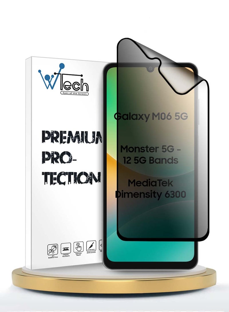 Wtech Samsung Galaxy M06 5G 2025 / Samsung Galaxy F06 5G 2025 Premium Nano Ceramic Privacy Full Glue Full Cover Matte Flexible Screen Protector (MSCNMP) - Clear/Black - Image 1