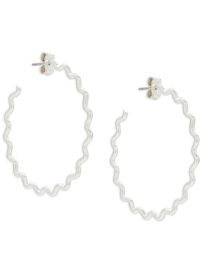 Lucky Brand Zig Zag Hoop, Silver, One Size - Image 3