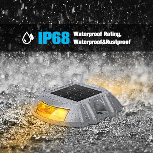 VOLISUN Solar Deck Lights Driveway Dock Light, 12-Pack Led IP68 Waterproof Outdoor Warning Step Lights for Driveway Sidewalk Garden Pathway Yard(Warm White, Auto On/Off - Image 4