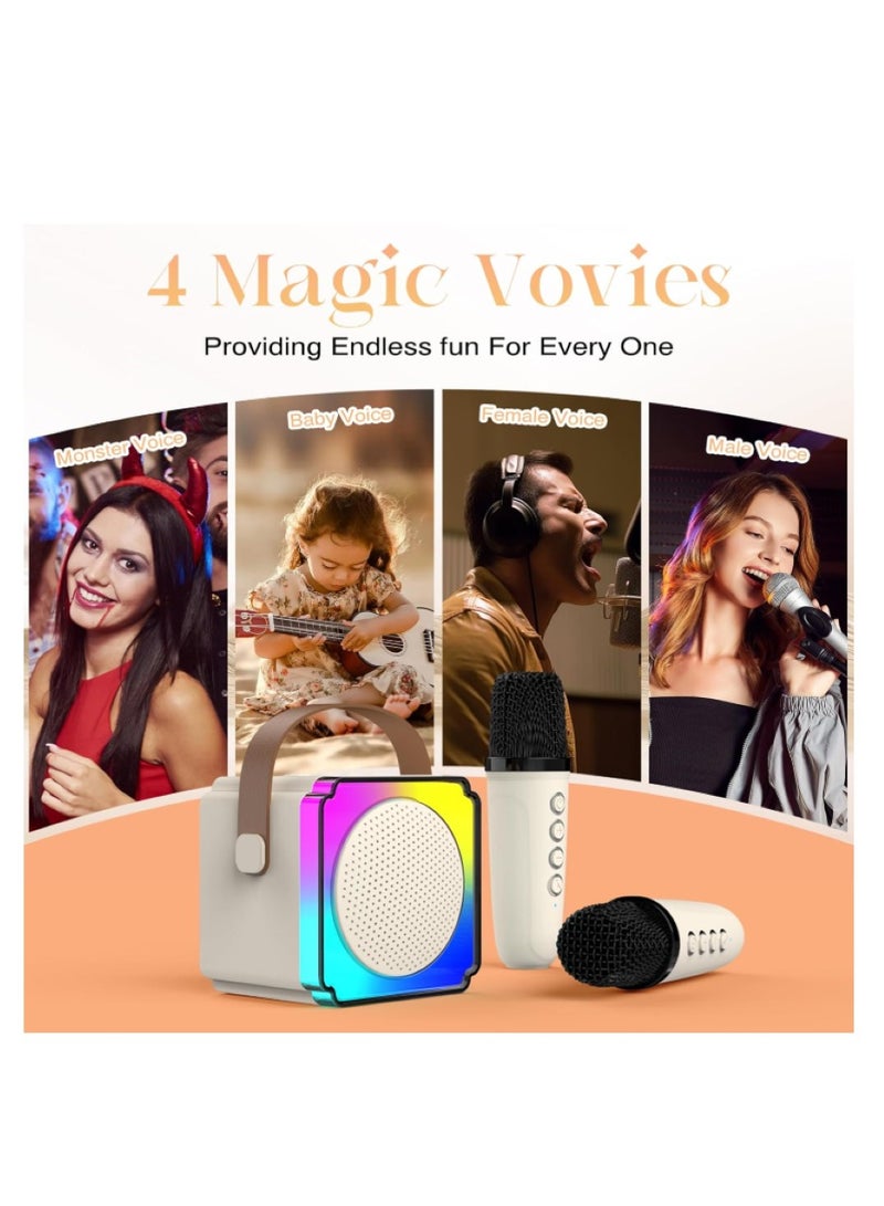 Beauenty Karaoke for children and adults for children by Belzbeck, gifts for boys 3-12 years old, mini portable Bluetooth karaoke speaker with 2 wireless speakers, external light and microphone for family, m - Image 4