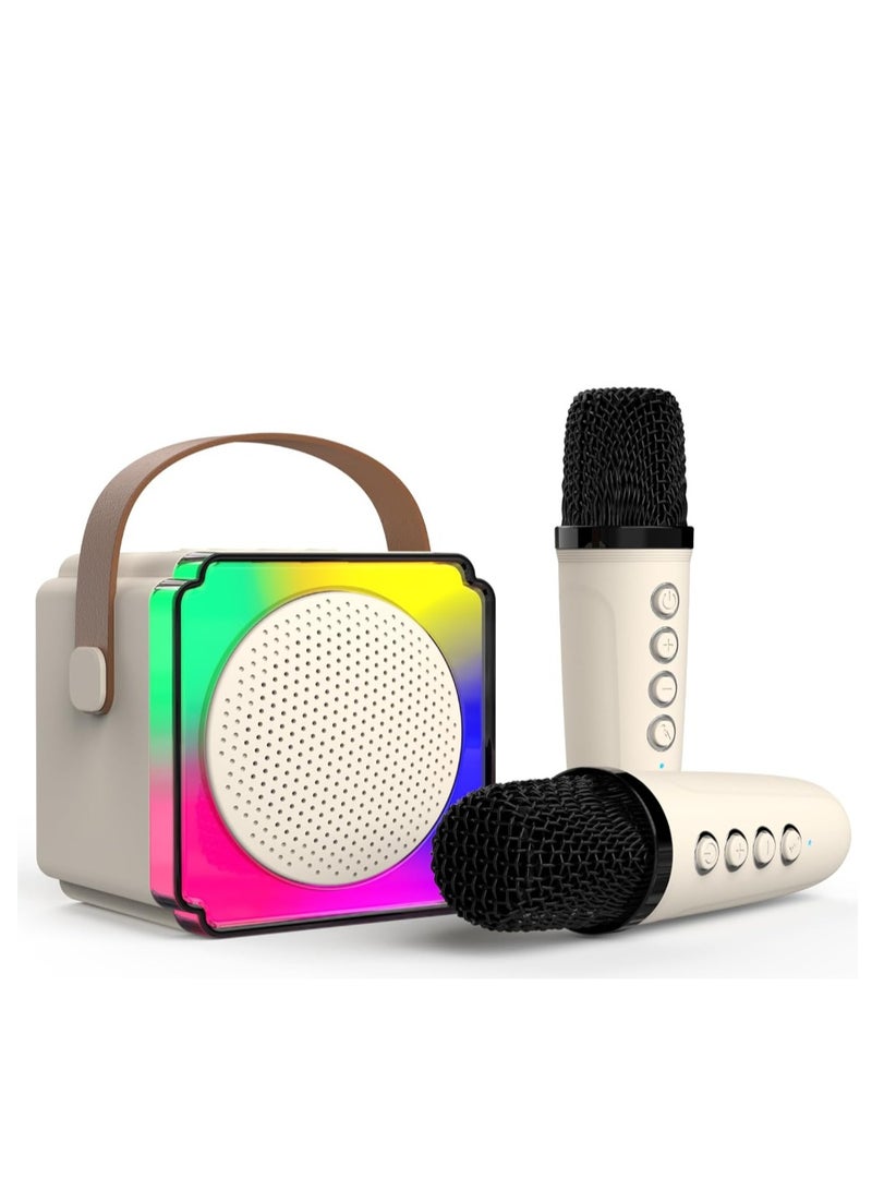 Beauenty Karaoke for children and adults for children by Belzbeck, gifts for boys 3-12 years old, mini portable Bluetooth karaoke speaker with 2 wireless speakers, external light and microphone for family, m - Image 1