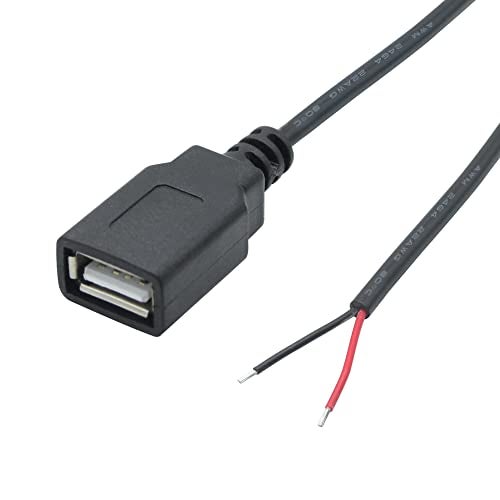 Maixbomr 2Pcs Short USB A Female 2 Pin Bare Wire 11inch, USB 5V/3A Pigtail Open End Power Cable, for USB Equipment Installed or Replace Repair DIY Cable - Image 2
