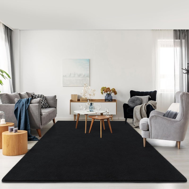 Keeko Soft Area Rugs for Bedroom Living Room  5x8 Black Modern Indoor Low Pile Fluffy Rug Machine Washable Non Slip Thickened Memory Foam Rug Carpet for Kitchen Dorm Classroom Kids Room Decor - Image 1