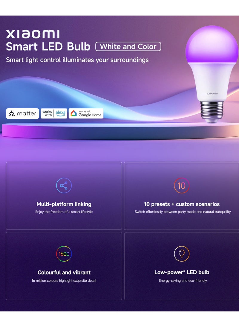 Xiaomi Xiaomi Smart LED Bulb (White and Color),E27 8.5W 806lm  2700K–6500K 16 Million Colors 15000h Lifespan,Matter support-9290041709  - Image 3