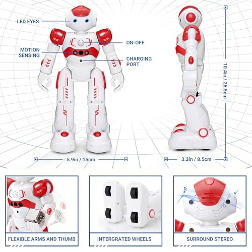 KingsDragon RC Robot Toys for Kids Gesture Sensing Programmable Remote Control Smart Robot for Age 3 4 5 6 7 8 Year Old Boys Girls Birthday Gift PresentRed - Image 5