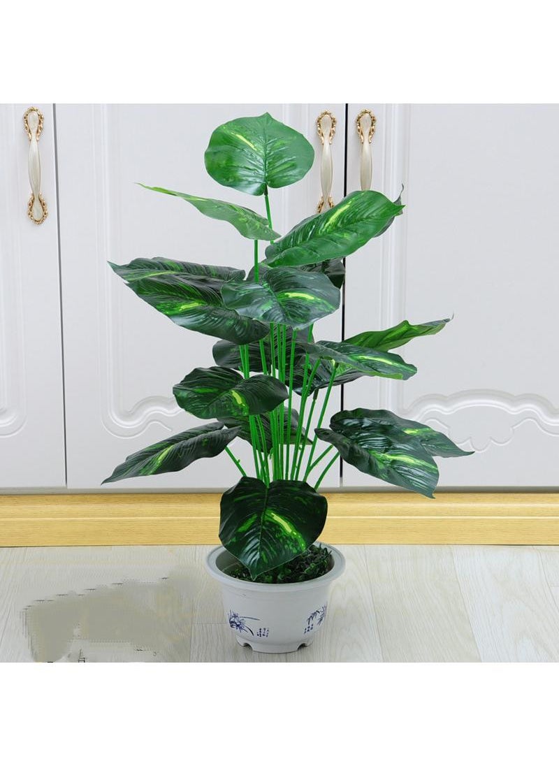 Generic 18 Forked Branches Simulated Plant Bonsai With Plastic Flower Pots Indoor Living Room Decoration Simulated Green Plants Potted Plants Artificial Flower Decorations Bonsai  - Image 1
