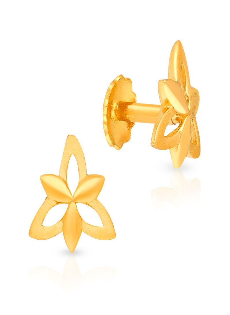 Malabar Gold and Diamonds 22k 916 Purity Gold Studs Earrings for Girls DZER386Y  - Image 1