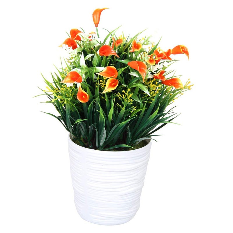 Muren Home Designer Artificial Plant Decorative Indoor Flower Vase Small Size for Office Desk Decoration for Drawing Room Corner Shelf Hall Living Area (Red) - Image 3