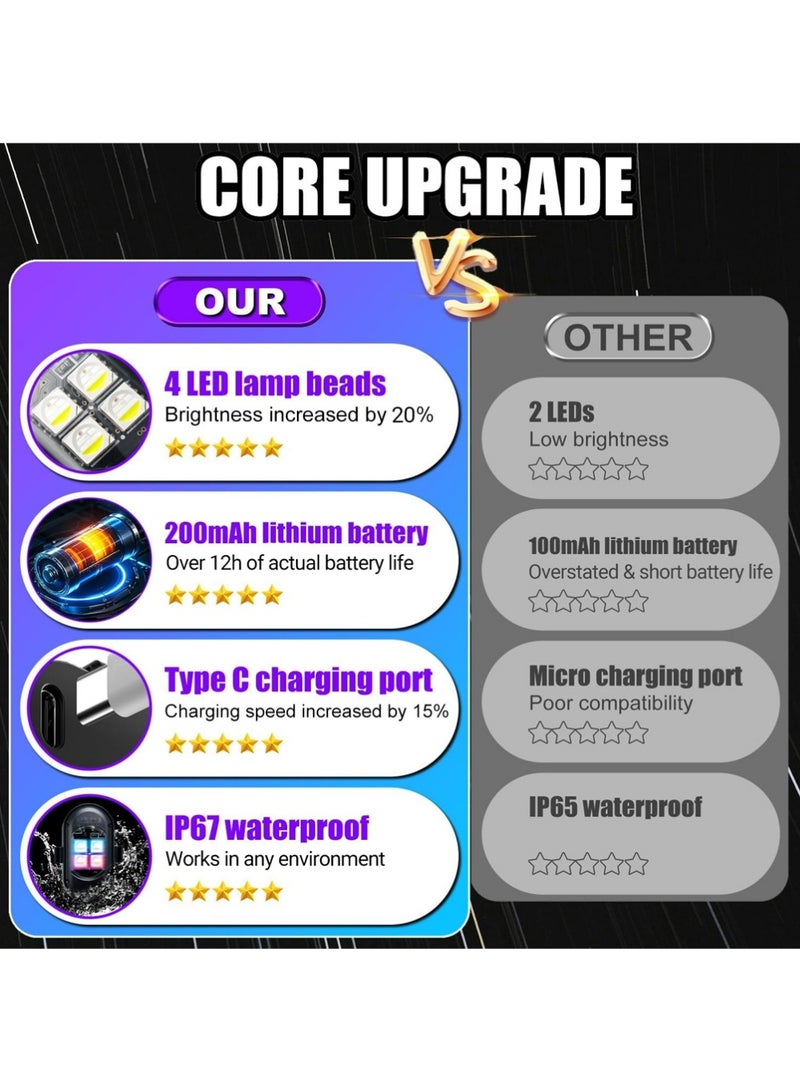 يوجي 4PCS اللاسلكي LED ضوء الستروب مع التحكم عن بعد ، 8 ألوان USB الشحن مقاوم للماء مضاد للاصطدام أدى أضواء تحذير الطوارئ للسيارة دراجة نارية طائرة بدون طيار دراجة - Image 4