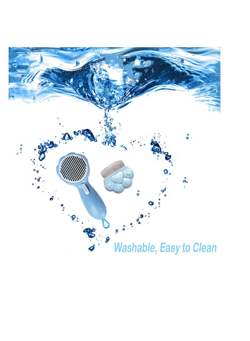 Excefore 2 Pack Cat Brush for Shedding, Grooming Dog Combs, Self Cleaning Brush, Removes Loose Undercoat, Perfect for Small Cats, Rabbit, and Dogs (Blue) - Image 5