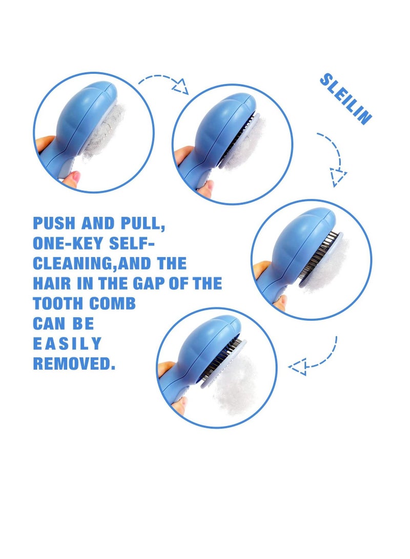 Excefore 2 Pack Cat Brush for Shedding, Grooming Dog Combs, Self Cleaning Brush, Removes Loose Undercoat, Perfect for Small Cats, Rabbit, and Dogs (Blue) - Image 4