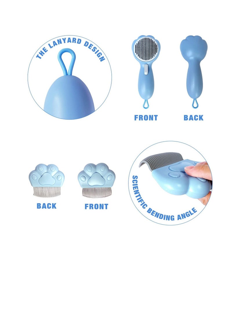 Excefore 2 Pack Cat Brush for Shedding, Grooming Dog Combs, Self Cleaning Brush, Removes Loose Undercoat, Perfect for Small Cats, Rabbit, and Dogs (Blue) - Image 3