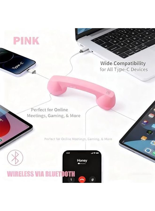 Retro Bluetooth Phone Handset USB C Wired Receiver For iPhone Android Black - Image 4