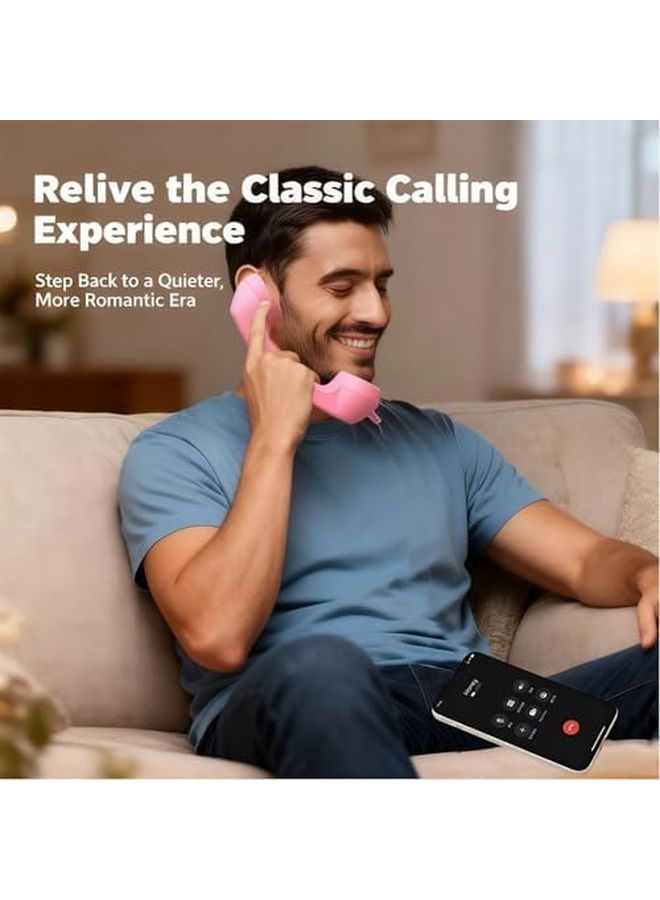 Retro Bluetooth Phone Handset USB C Wired Receiver For iPhone Android Black - Image 3