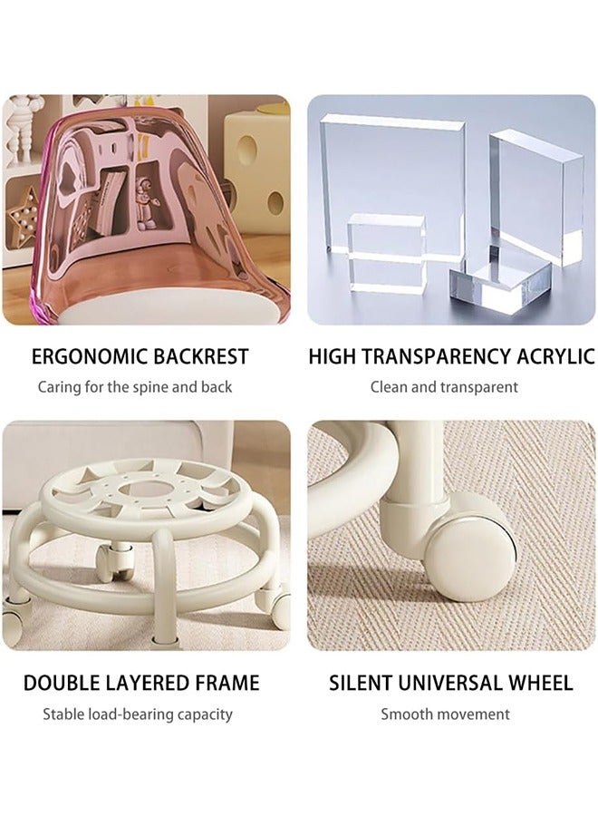 Generic Rolling Stool, Multipurpose 360° Roller Seat Short Stool Rotating Makeup with Wheels Pulley Stool with Backrest Garage Fitness  - Image 5