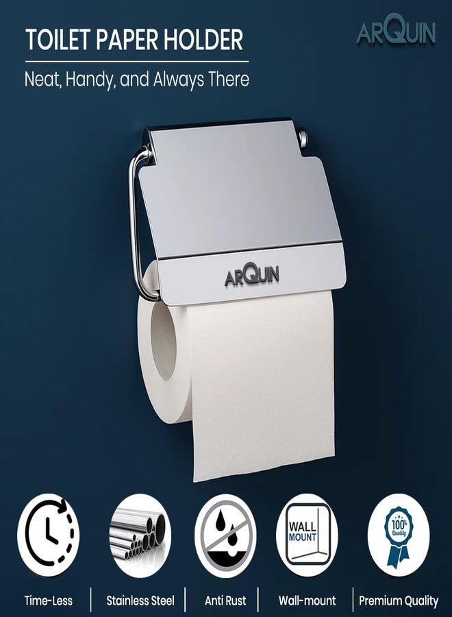 Arquin Toilet Tissue Paper Roll Holder with Cover/304 Stainless Steel Toilet Paper Stand/Tissue Paper Roll Holder for Bathroom/Bathroom Accessories Organiser (Aquarius Toilet Paper Holder) - Image 2