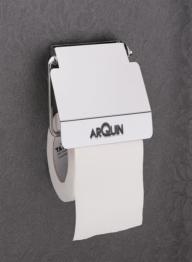 Arquin Toilet Tissue Paper Roll Holder with Cover/304 Stainless Steel Toilet Paper Stand/Tissue Paper Roll Holder for Bathroom/Bathroom Accessories Organiser (Aquarius Toilet Paper Holder) - Image 1