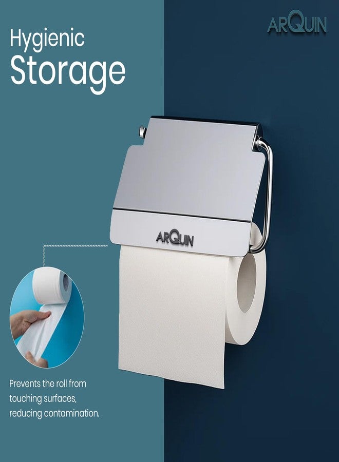 Arquin Toilet Tissue Paper Roll Holder with Cover/304 Stainless Steel Toilet Paper Stand/Tissue Paper Roll Holder for Bathroom/Bathroom Accessories Organiser (Aquarius Toilet Paper Holder) - Image 4