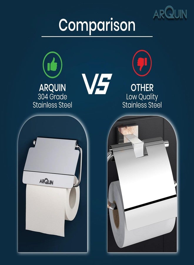 Arquin Toilet Tissue Paper Roll Holder with Cover/304 Stainless Steel Toilet Paper Stand/Tissue Paper Roll Holder for Bathroom/Bathroom Accessories Organiser (Aquarius Toilet Paper Holder) - Image 5