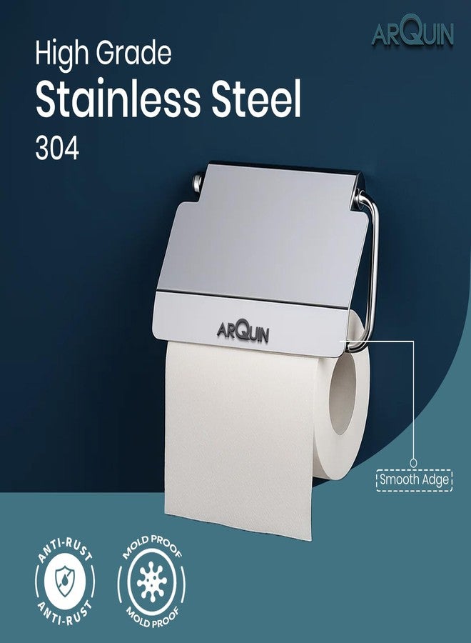 Arquin Toilet Tissue Paper Roll Holder with Cover/304 Stainless Steel Toilet Paper Stand/Tissue Paper Roll Holder for Bathroom/Bathroom Accessories Organiser (Aquarius Toilet Paper Holder) - Image 3