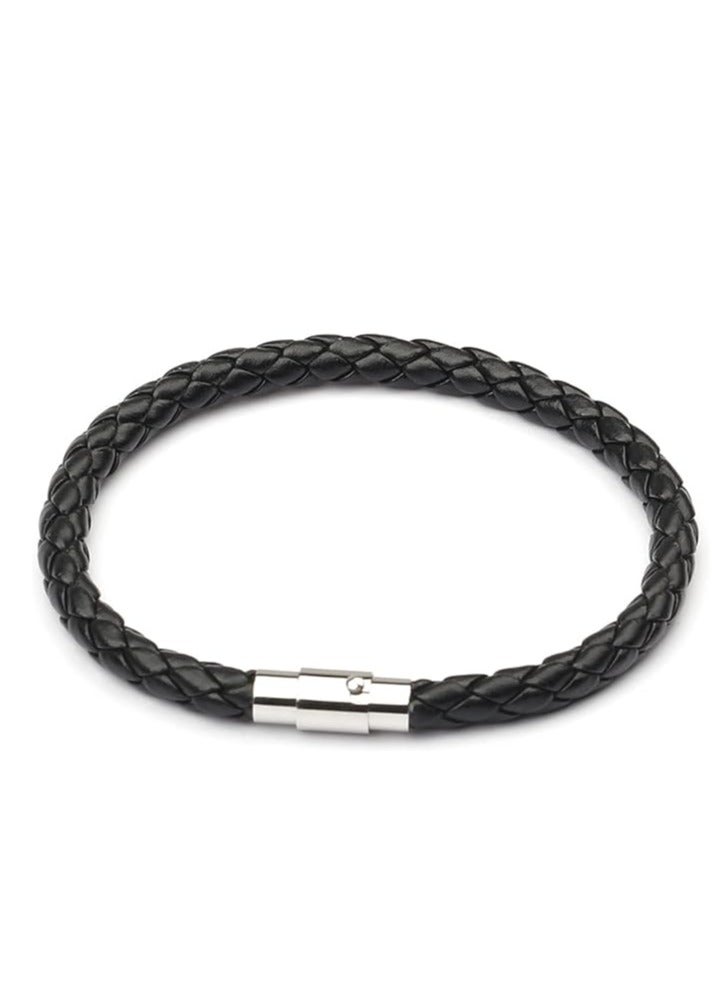 Fayrouz Jewellery Multilayer Black Stackable Double Wrap Braided Leather Bracelet - Image 1