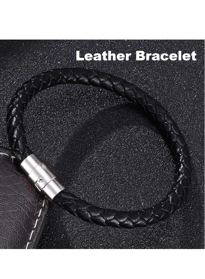 Fayrouz Jewellery Multilayer Black Stackable Double Wrap Braided Leather Bracelet - Image 3