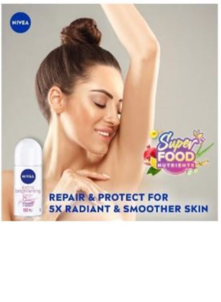 Nivea Pack Of 2 Extra Brightening 8 Super Deodorant Food Roll On 50ml - Image 3